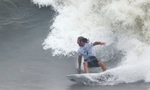 Owen Wright in action during the men’s surfing quarter-final.