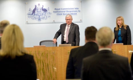 Justice Peter McClellan and commissioner Helen Milroy at the royal commission into institutional responses to child sexual abuse public hearing into allegations of child sexual abuse in the Jehovah’s Witnesses in July, 2015.