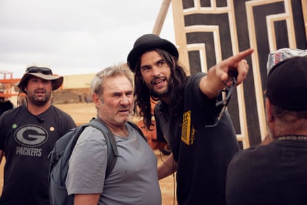 Director Oliver Laxe (third from left) on the set of his film Sirāt.