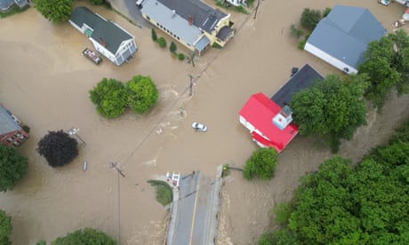 A flooded area in Ludlow, Vermont on Monday.