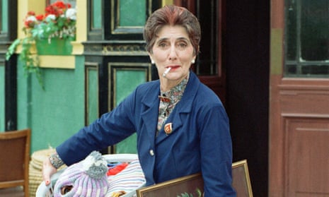 June Brown as Dot Cotton on the set of EastEnders in 1991. As the chainsmoking launderette manager of Albert Square, Brown created a great Dickensian character of detail, humanity and colour.