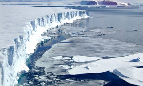 A view of the leading edge of the remaining part of the Larsen B ice shelf that extends into the northwest part of the Weddell Sea is seen in this handout photo taken on March 4, 2008. 