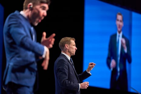 Chris Philp giving his conference speech.