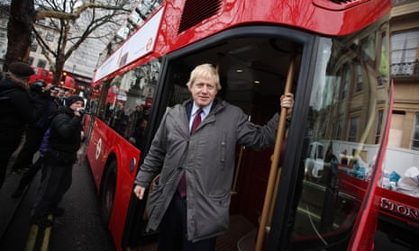 Former mayor of London Boris Johnson marks the arrival of the first New Routemaster in 2012.
