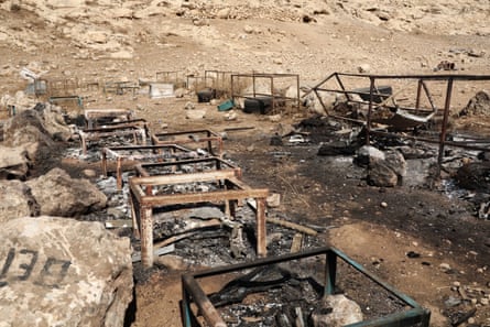 Remains of the displaced village Khirbet Ghuwein al Fauqa in Masafer Yattah.