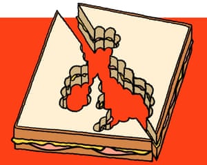 cartoon sandwich with UK-shaped bite marks