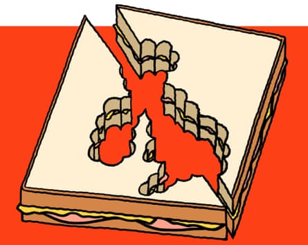 cartoon sandwich with UK-shaped bite marks