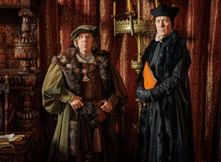 Timothy Spall as the Duke of Norfolk and Alex Jennings as Bishop Stephen Gardiner in Wolf Hall: The Mirror and the Light.