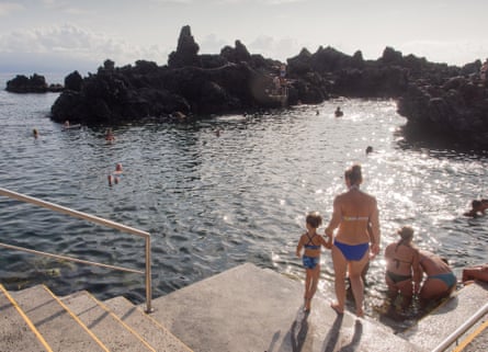 Poca das Frades, a natural ocean swimming pool in Velas, Sao Jorge Island, Azores