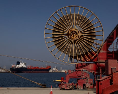 An oil tanker docked at the Port of Fujairah.