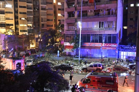 A view of damage to a multi-storey building in the Kola district of Beirut, Lebanon’s capital, early on Monday.