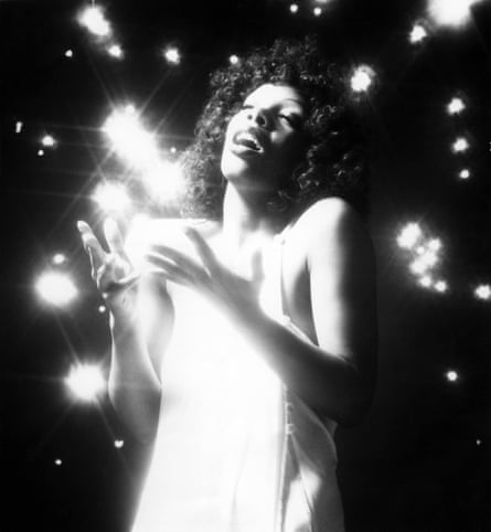 Photo of American singer Donna SUMMERperforming live on stage circa 1977