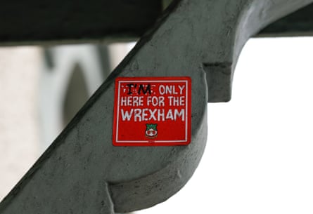 A Wrexham sticker at the SToK Cae Ras.
