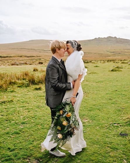 Caroline Bird and her wife on their wedding day.