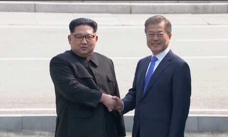 North Korea leader Kim Jong-un and South Korean president Moon Jae-in meet at the Panmunjom summit.