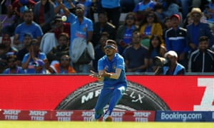 India’s Yuzvendra Chahal catches out Afghanistan’s Rahmat Shah.