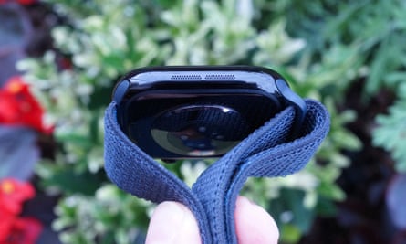The speaker in the side of the Apple Watch Series 10.