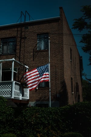A lowered flag in Elmhurst, Queens.