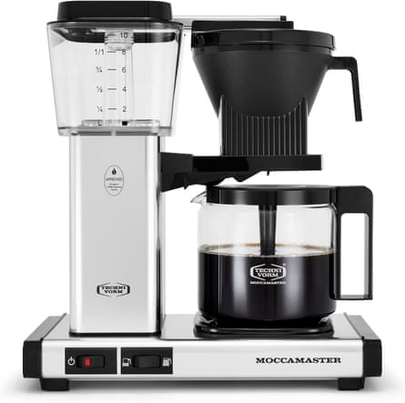 a silver and black coffee machine