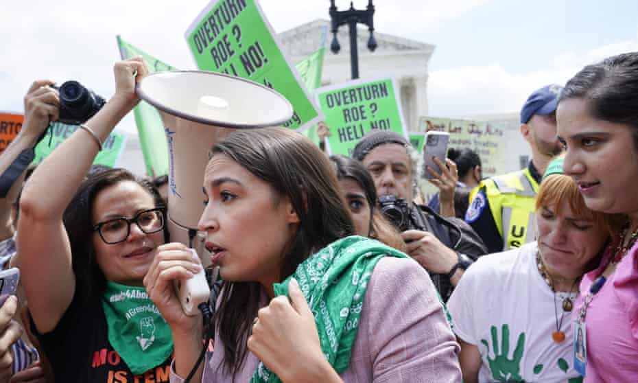 Alexandria Ocasio-Cortez joined abortion-rights activists in front of the supreme court building.