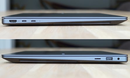 The sides of the Samsung Galaxy Book 3 Ultra showing its selection of ports.