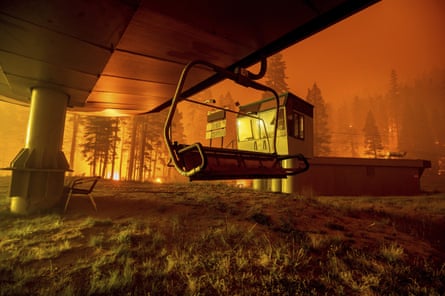 The Sierra-at-Tahoe resort manager described the flames as a ‘wall of fire’.