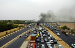 Traffic accident in Delhi.