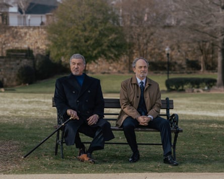 Dwight Manfredi (Sylvester Stallone) and special agent Musso (Kevin Pollak) in Tulsa King.