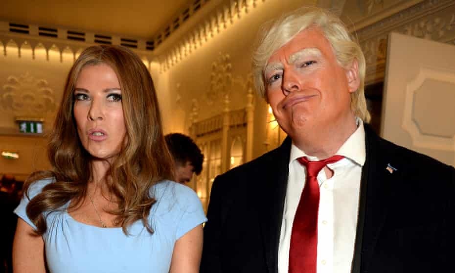 Ronni Ancona and Lewis MacLeod in character as Melania and Donald Trump.