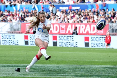 England’s Zoe Harrison kicks a conversion