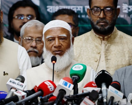 Shafiqur Rahman of Jamaat-e-Islami at a press conference in Dhaka