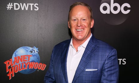 Sean Spicer arrives at the 2019 Dancing with the Stars cast reveal.