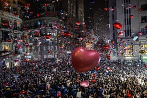 Balloons are released to celebrate the New Year in Wuhan
