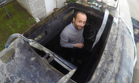 Author Javier Romero inside the narco-sub