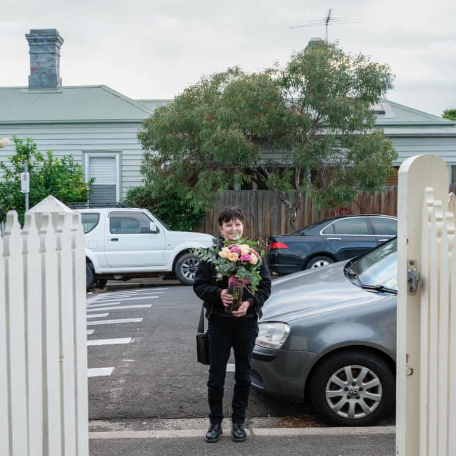Michelle with Mother’s Day flowers, she hasn’t seen her daughter for months.