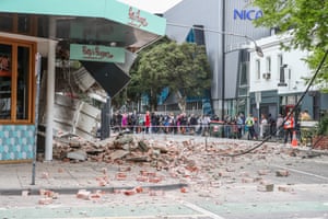 Earthquake damaged buildings along Chapel Street in Melbourne.