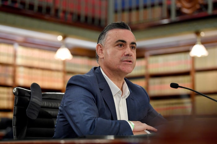 John Barilaro gives evidence on Monday morning.