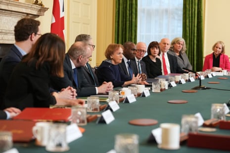 Mala Tribich (centre, with David Lammy sitting on her left and Keir Starmer on her right), a Holocaust survivor, addressing a cabinet meeting this morning to mark Holocaust Memorial Day.