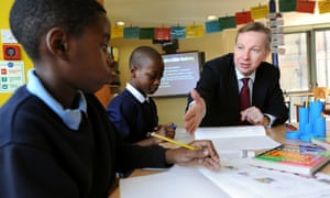 Pupils at the former Durand Academy school in Stockwell meet Michael Gove in 2013.