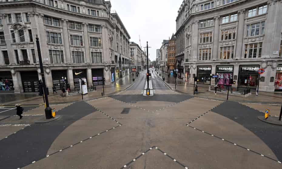 a deserted Oxford Street in London