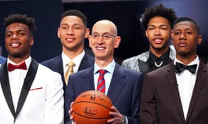 NBA commissioner Adam Silver with draft prospects Buddy Hield (Oklahoma), Ben Simmons (LSU), Brandon Ingram (Duke) and Kris Dunn (Providence). What to make of it all?