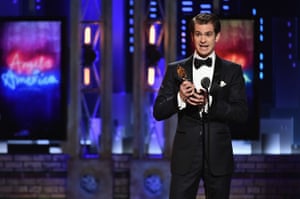Andrew Garfield accepts his award.