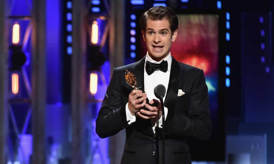 Andrew Garfield accepts a Tony for his role in Angels in America.