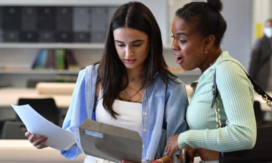 Students at the London Academy of Excellence Tottenham receive their A-Level results.