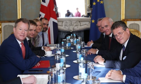 Lord Frost (far left) meets with the EU Commission vice-president Maroš Šefčovič at London in October 2021