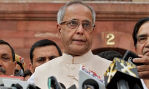Pranab Mukherjee speaks in the run-up to India’s presidential election in 2012. He was awarded India’s highest civilian honour, the Bharat Ratna, in 2019.