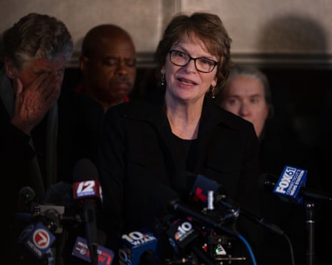 Christina Paxson, president of Brown University, speaks during a press conference on Saturday.