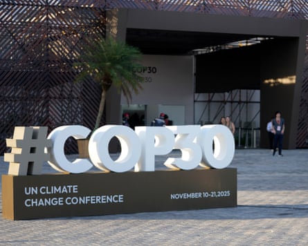 A sign for Cop30 in Belem