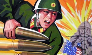 A poster depicting North Korea’s military power that is displayed in the communist state. A senior US official has said Kim Jong-un’s regime has the capability to launch a nuclear strike on US soil.