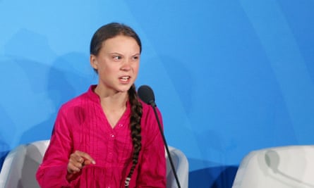 Thunberg addressing the UN Climate Summit in New York.